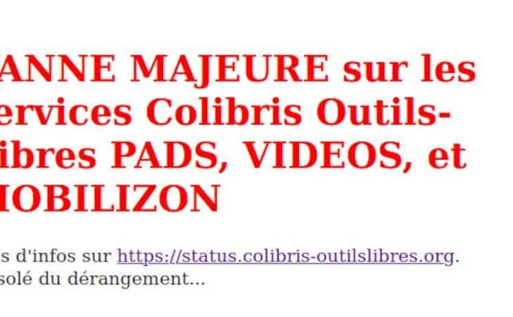 Panne majeure sur un serveur Colibris