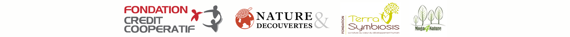 Logo des partenaires financiers : Fondation Crédit Coopératif - Nature&Découvertes - Fondation Terra Symbiosis Moga4Nature